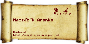 Maczák Aranka névjegykártya